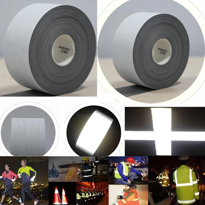 10cm/100cm/140cm High Light Traffic  Reflective Safety T/C Warning Fabric Tape Garment Accessories Sewing For Clothing