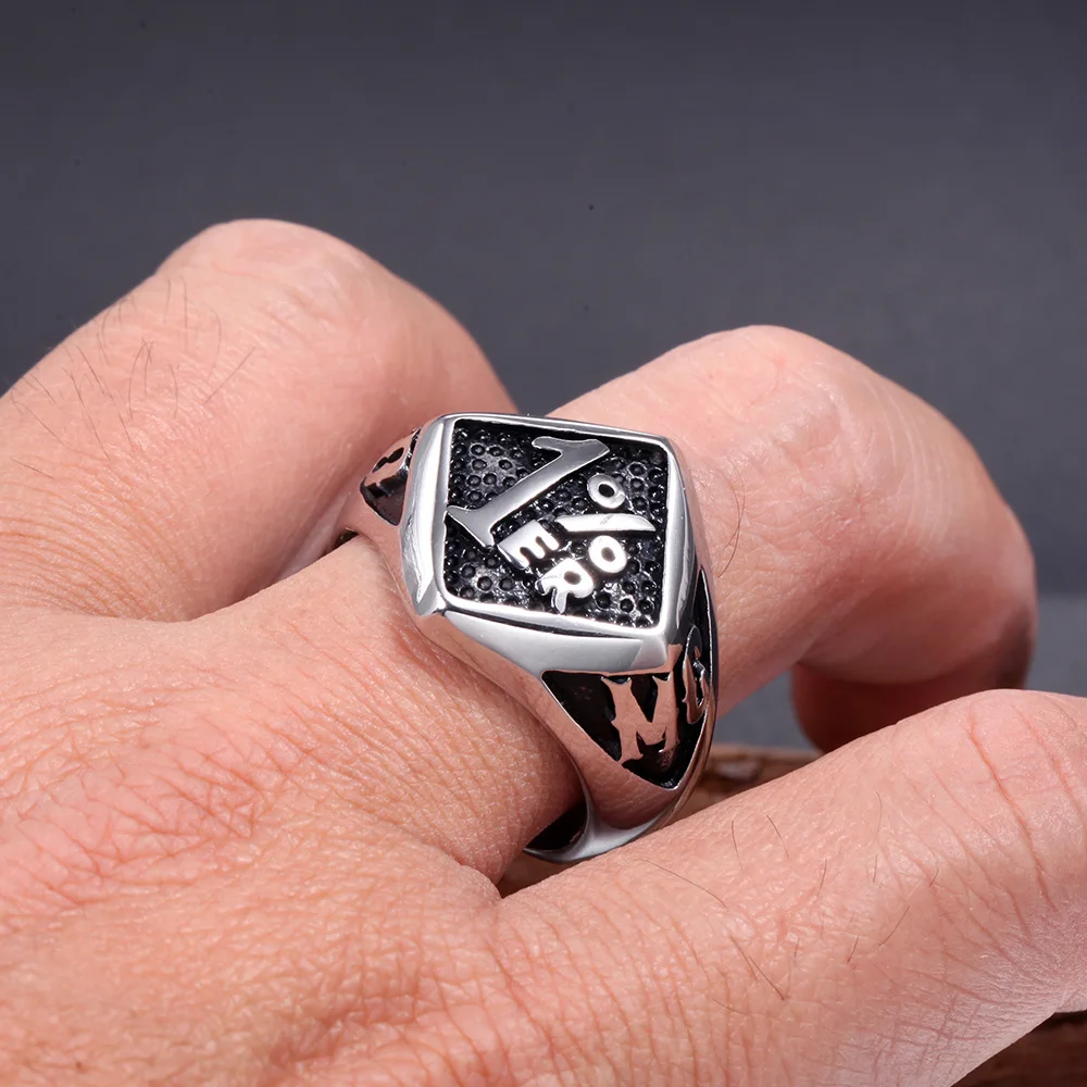 Oktrendy unique punk ring silver color biker 1% er carved stainless steel gold men skull band party rings