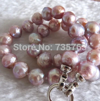 

HOT 11*12mm Lavender Kasumi Freshwater Pearl Necklace Jewelry A+