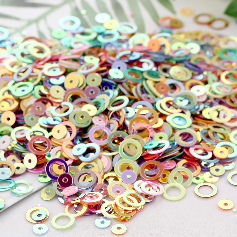 10g(1000pcs) Size 4mm Round 6mm Circle Ring PVC Loose Sequins Paillettes Sewing Wedding Confetti, Women Garments Accessories