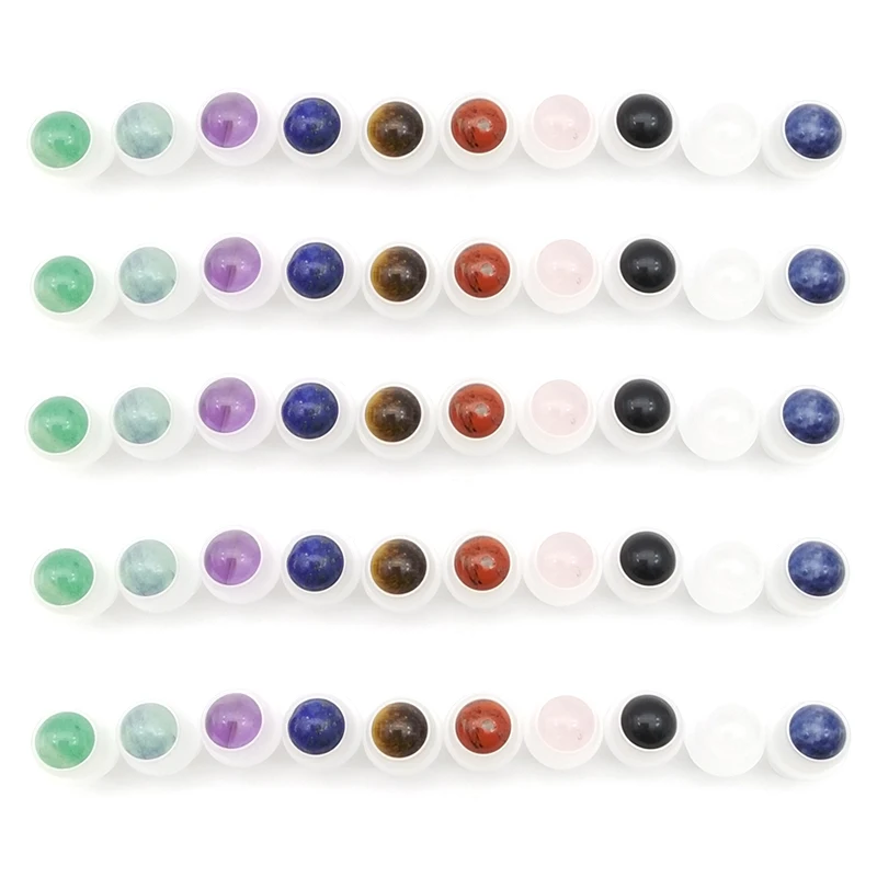 20pcs Natural Gemstone Roller Ball Fit 5ml 10ml Thick Glass Perfume Essential Oil Roll On Bottles