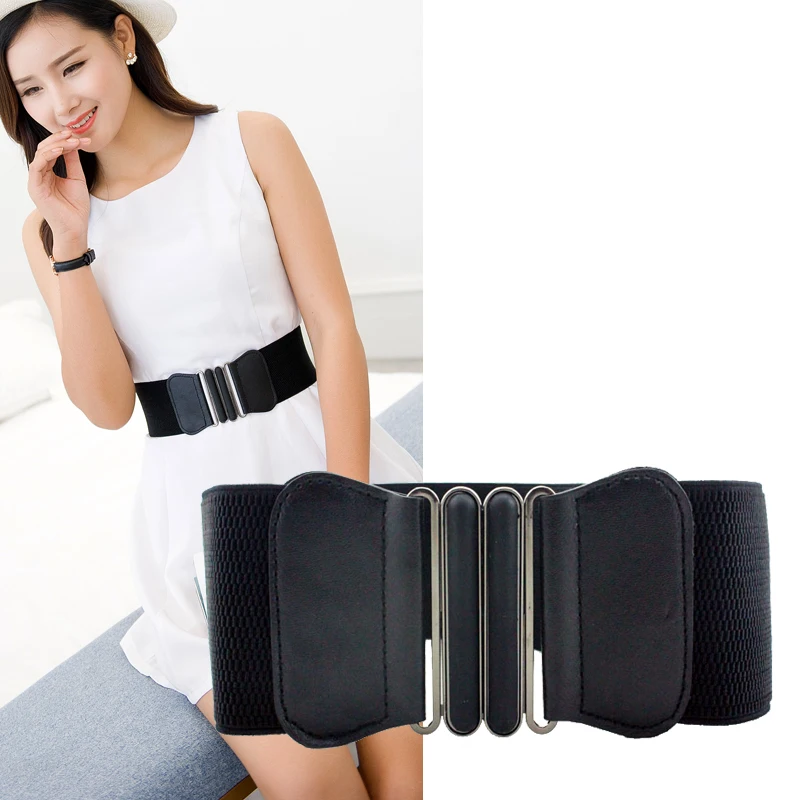 

Simple ultra wide female decoration Korean version of the lady to buckle waist closure fashion joker belt 7.7*65CM