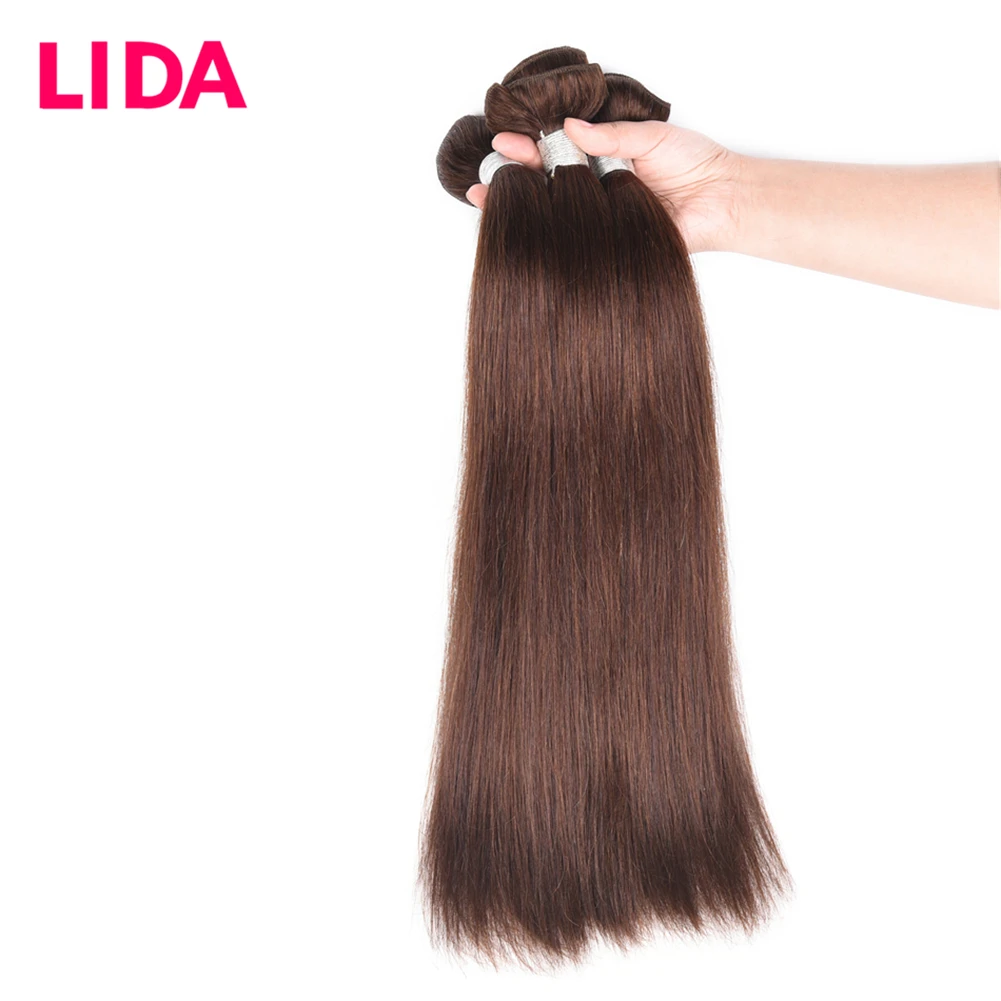 LIDA Human Hair Bundles Double Weft Chinese Hair Weave Bundles 8-26 inch Non-Remy Straight Hair Pieces 3 Bundles Deal