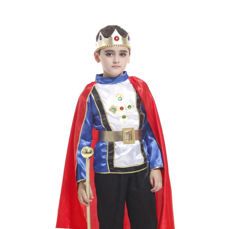 Disfraz de Príncipe de Halloween para niños, corona de diamantes de imitación, ropa de fiesta temática, cuento de hadas