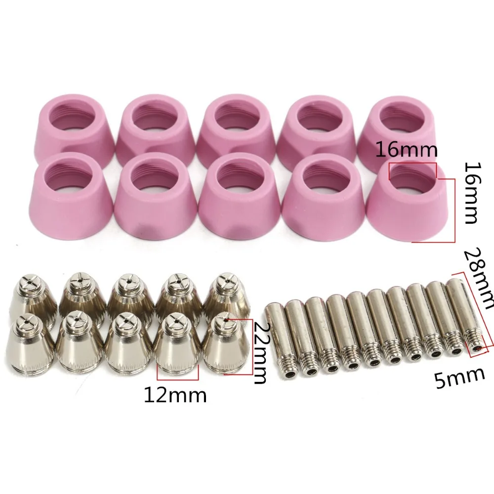 Free Shipping 30Pcs For AG60 SG55 Plasma Cutter Torch Consumables Accessories Nozzle Electrode 40/50/60A Cutting Hafnium wire