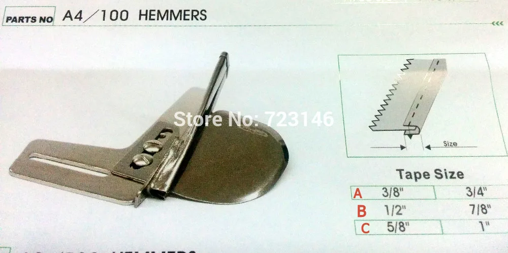 NO:1  LOCKSTITCH DOUBLE FOLD BIAS BINDER  HEMMER&HEMMER FEET FOOT A4/100 HEMMERS FOR JIKI SINGER JACK BROTHER PFAFF JACK