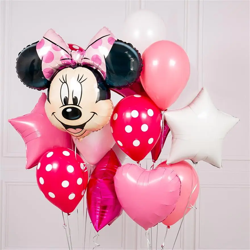 

1Set Mickey Minnie Mouse Helium Foil Balloons Birthday Party Decoration Baby Shower Birthday Latex Balloon Cartoon Kids Toy