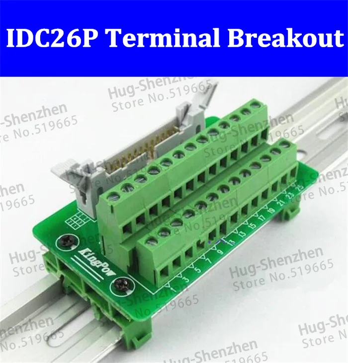 

IDC26P IDC 26 Pin Male Connector to 26P Terminal Block Breakout Board Adapter PLC Relay Terminals DIN Rail Mounting Shell--1pcs