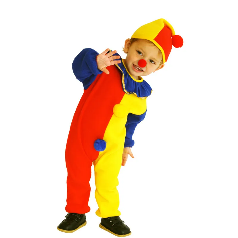かわいいピエロの衣装子供男の子女の子ハロウィンクリスマスカーニバルファンシードレス子供のための仮装コスプレ服 S-0001