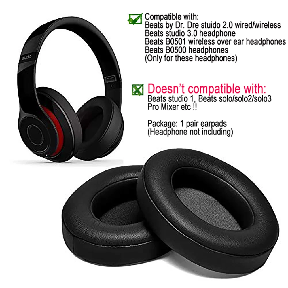 Black Replacment Ear pads ear Cushions Care Headset Earpad for Beats by dr dre Studio 2.0 Studio 3 B0500 B0501 On ear headphones