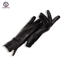 Women's Gloves Winter Genuine Leather Winter Warm Fluff Lady Decorative Buttons Female Deerskin Wool Lining High-Quality Mittens