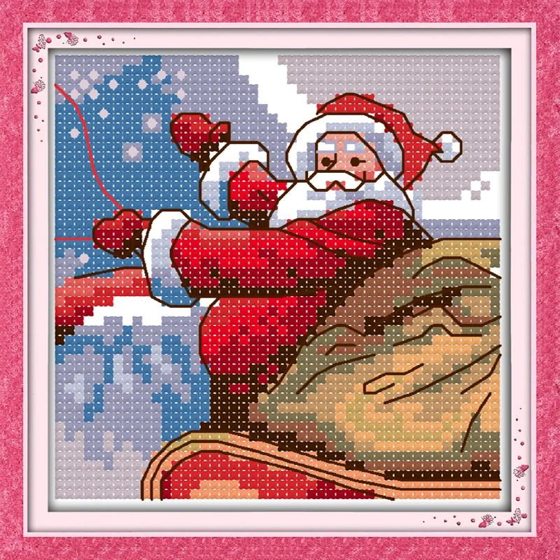 Joy Sunday Happy Christmas Santa Claus Counted Print On Canvas DMC 14CT 11CT Cross Stitch Kits Embroidery Needlework