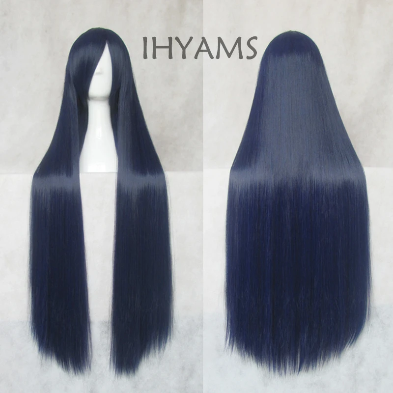 

Kuroyuki hime 100cm Blue Black Fusion Long Straight Hair Heat Resistance Cosplay Costume Wig + Wig Cap