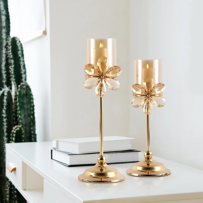 Crystal Candle Holders For Tables, Candlestick, Wedding Centerpieces, Gold Candles, Home Decoration Accessories