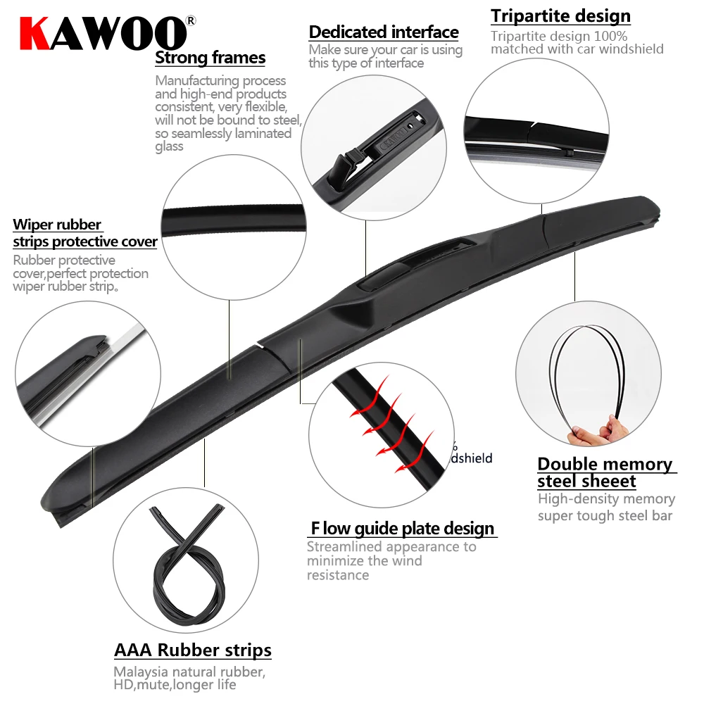 KAWOO 2pcs Car Wiper Blade 22