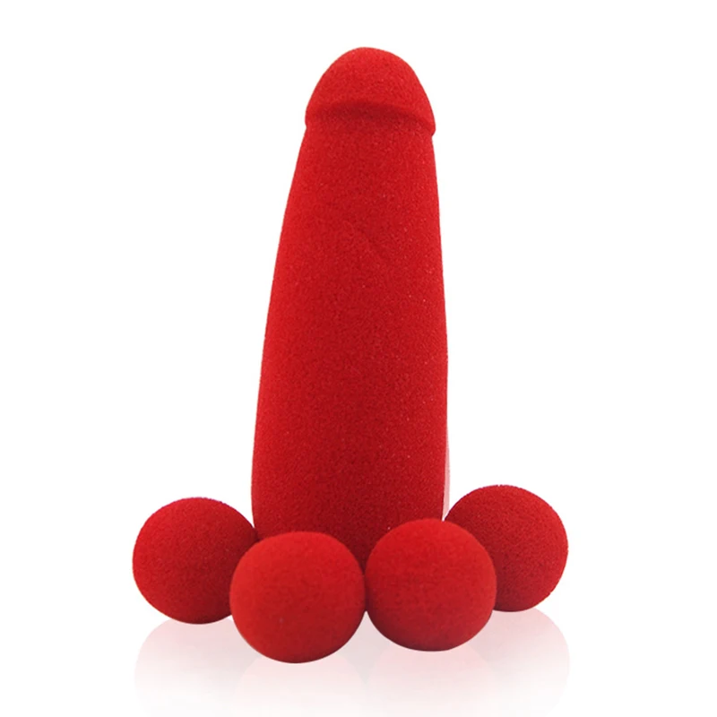1set Small Sponge Brother with 4pcs Sponge Balls Magic Tricks Stage Street Illusions Gimmick Accessories Props Joke Penis Toys