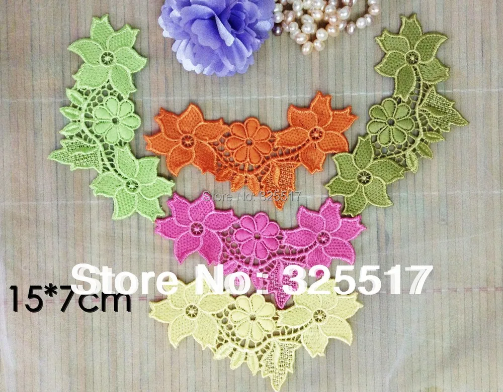 15*7cm 4 color Lace collar applique,Free shipping high quality water soluble lace applique cravat false collar,XERY13411