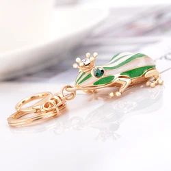 EASYA Unique Design Cute Rhinestone Green Frog Keychain Key Holder Women Handbag Pendant Accessories Car Key Rings