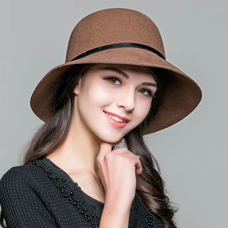 New Arrival Lady Fedoras Hat Adult Autumn and Winter Woolen Cap Female Outside Travel Wool Hat Female Travel Cap B-7608