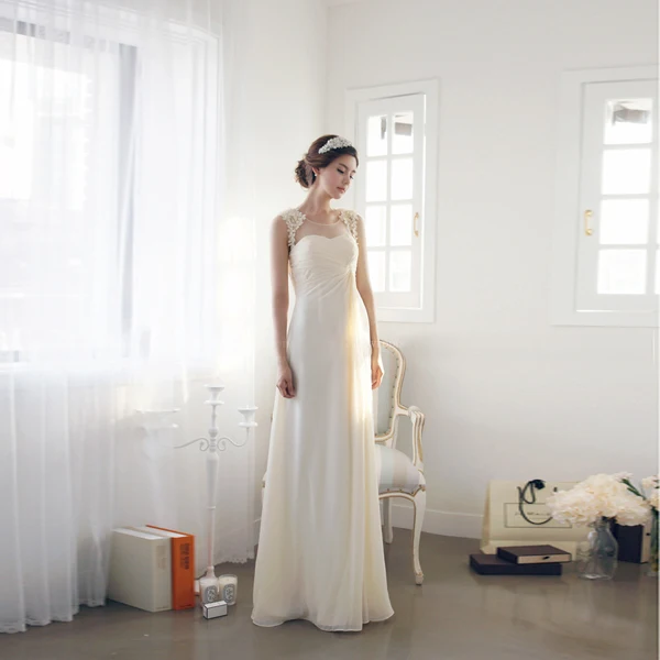 Robe de demoiselle d'honneur en mousseline, longueur au sol, blanc, rose, champagne, sans manches, pour toast de mariage, personnalisée, nouvelle collection, 2016