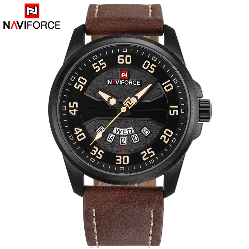 Mens Watches Top Brand NAVIFORCE Luxury Date Quartz Watch Man Leather Sport Army Military Wristwatch Men Clock Relogio Masculino