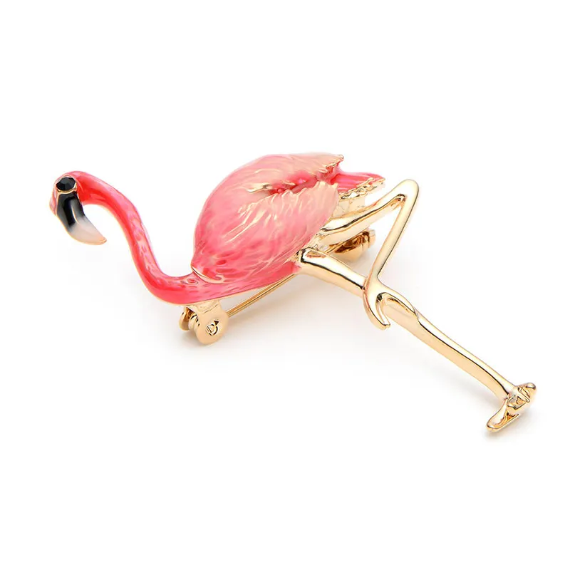 New Design Flamingo Alloy Red Blue Enamel Bird Brooches Women Men\'s Metal Animal Brooch Pins Banquet Broche Gift Scarf Buckle