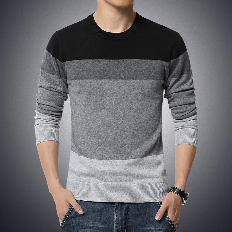 2024 Autumn Casual Men\'s Sweater O-Neck Striped Slim Fit Knittwear Mens Sweaters Pullovers Pullover Men Pull Homme M-4XL