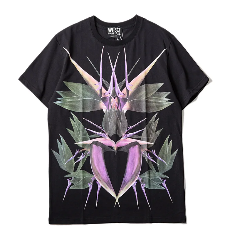 New 2019 Men Novelty flower Bird Classic T Shirts T-Shirt Hip Hop Skateboard Street Cotton T-Shirts Tee Top Kenye #049