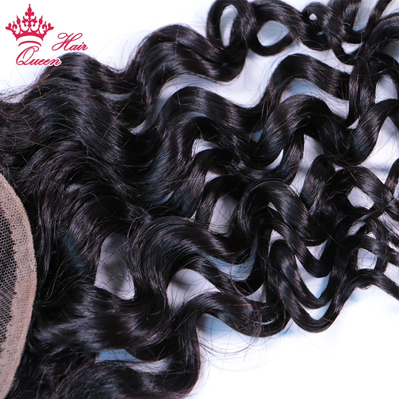 Queen Hair Products Peruvian Lace Closures Human Hair Water Wave 12 - 22inch 4x4 150% Density Hair Extensions Virgin Raw Hair