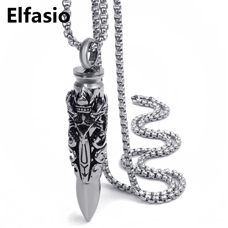 

Men's Boy's Large Double Dragon Sword Bullet 316L Stainless Steel Pendant With 18-30inch Necklace Chain