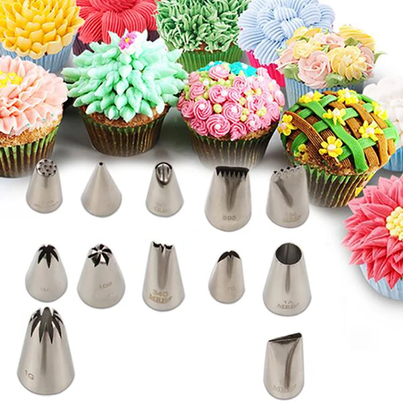 MRF 12pcs Stainless Steel Piping Nozzles Kit,Cake Cupcake Decorating Pastry Icing Tips Set MRF0053