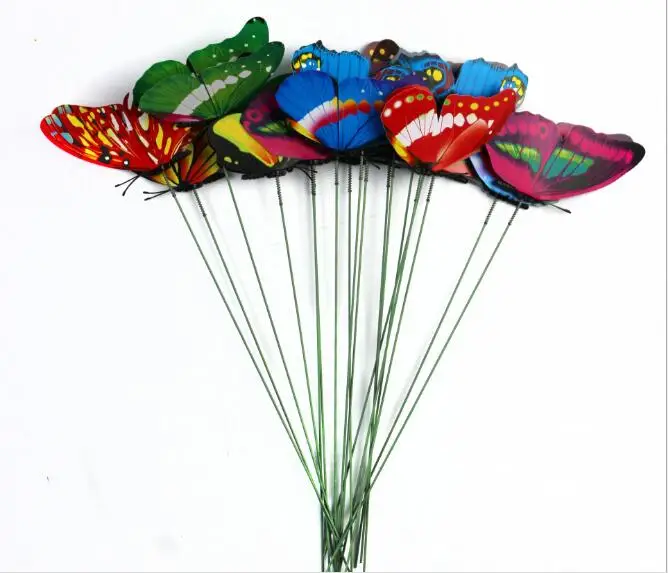 

50Pcs,7cm Simulation Butterfly Double Lancets Gardening Flower Decoration Magnet Crafts Outdoor Lawn