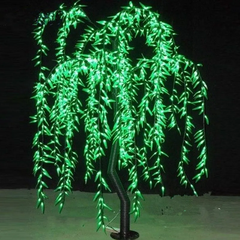 

LED Willow Tree Light LED 1152pcs LEDs 2m/6.6FT Green Color Rainproof Indoor or Outdoor Use fairy garden Christmas Decoration