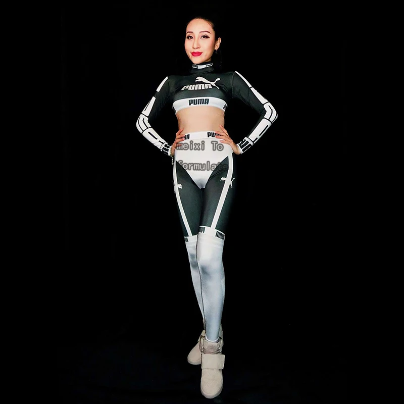 Sexy and handsome  black and white sports casual bar nightclub concert singer dancer costume