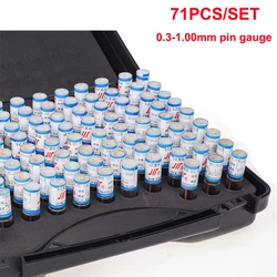 71pcs/set 0.3-1.00mm Precision Steel Pin Gauge 0.3-1 step 0.01mm Smooth Plug Gauge Hole Gauge set pin Measuring Tool with box