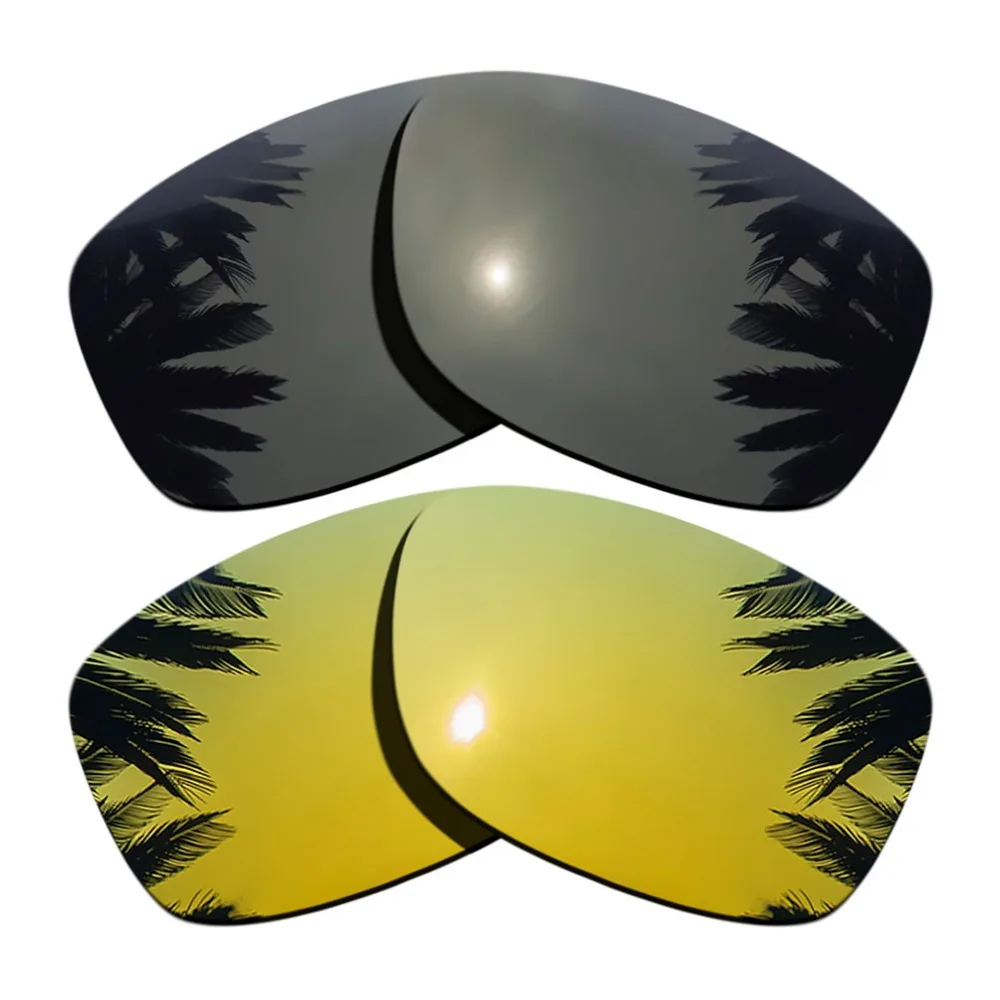 (Black+24K Gold Mirrored Coating) 2-Pairs Polarized Replacement Lenses for Jupiter Squared 100% UVA & UVB Protection