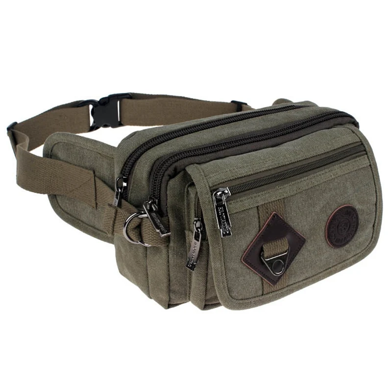 High Quality 2024 Fashion Casual Canvas Messenger Bags Waist Packs Purse Men Portable Vintage Men Waist Bags Travel Belt Wallets