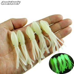 15pcs Glow Soft Lures 75mm Luminous Octopus Squid Skirt Fishing Lures 4g Soft Artificial Baits For Bass Fishing