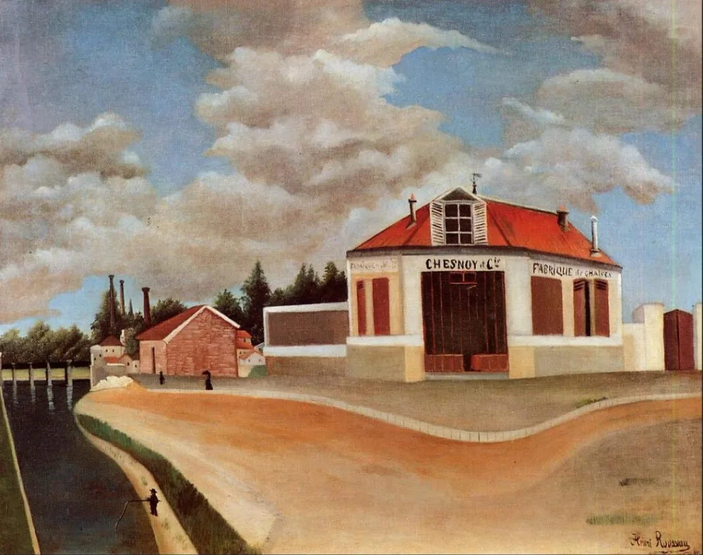 High quality Oil painting Canvas Reproductions The chair factory at Alfortville (1897)0  by Henri Rousseau painting hand painted