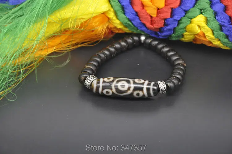 

2018 Tibet Dzi Bracelet with Coconut Shell Beads 13 Eyed Dzi Sterling Sliver Accessory Good Condition