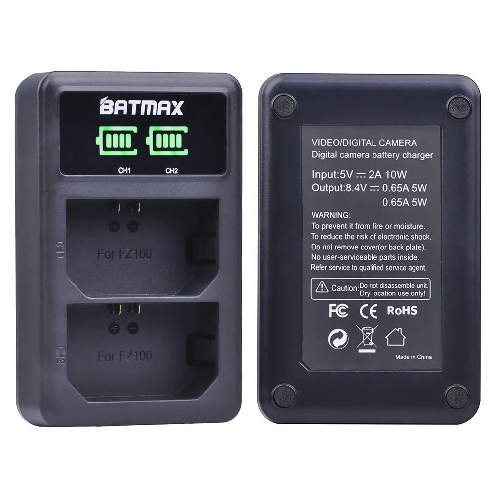 Batmax NP-FZ100 LED Display USB Dual Charger for Sony Alpha9,A9 A9R BC-QZ1,a7 iii, a7R iii,A6600,A6700 Camera Battery