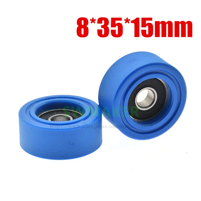 

10pce 8*35*15mm PU polyurethane coating, elastic pulley, 608RS bearing wheel, silent, flat, rolling machinery roller