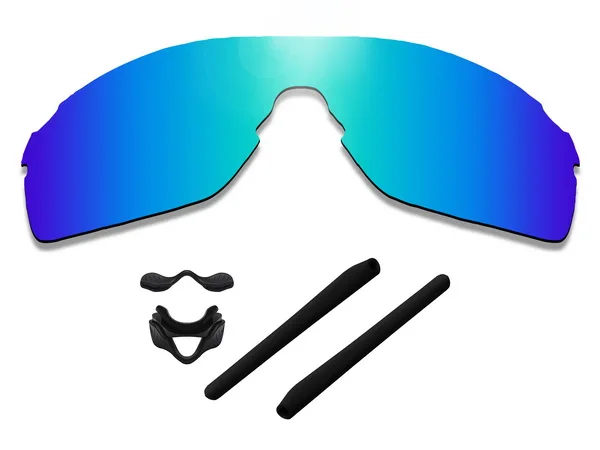 

Glintbay 100% Precise-Fit Ice Blue Replacement Lenses and Black Rubber kit for Oakley EVZero Pitch Sunglasses