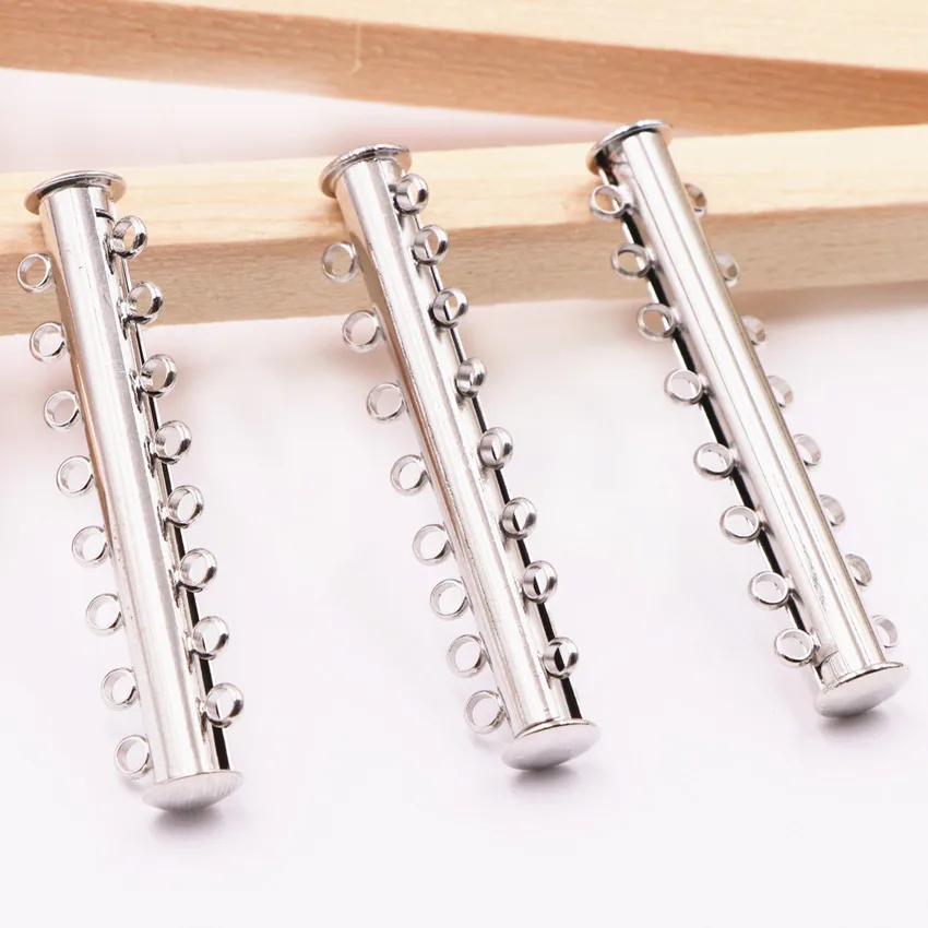 

10pcs Magnetic Slide Hooks Clasps fit Necklace Bracelet Silver Color 8 Rows End Clasps Connector For Jewelry Making Finding A542