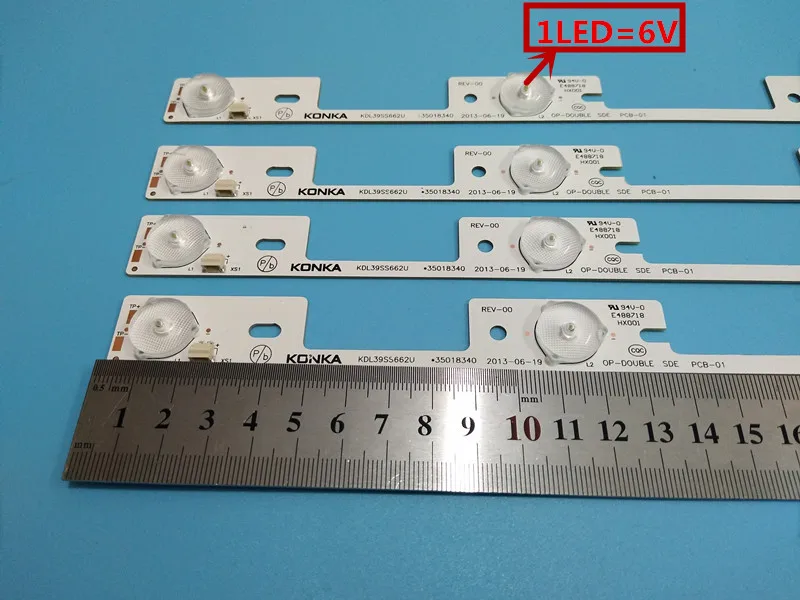 New original 10pcs LED backlight bar for KONKA KDL39SS662U 35018340 327mm 4 LEDs( 1 LED 6V)