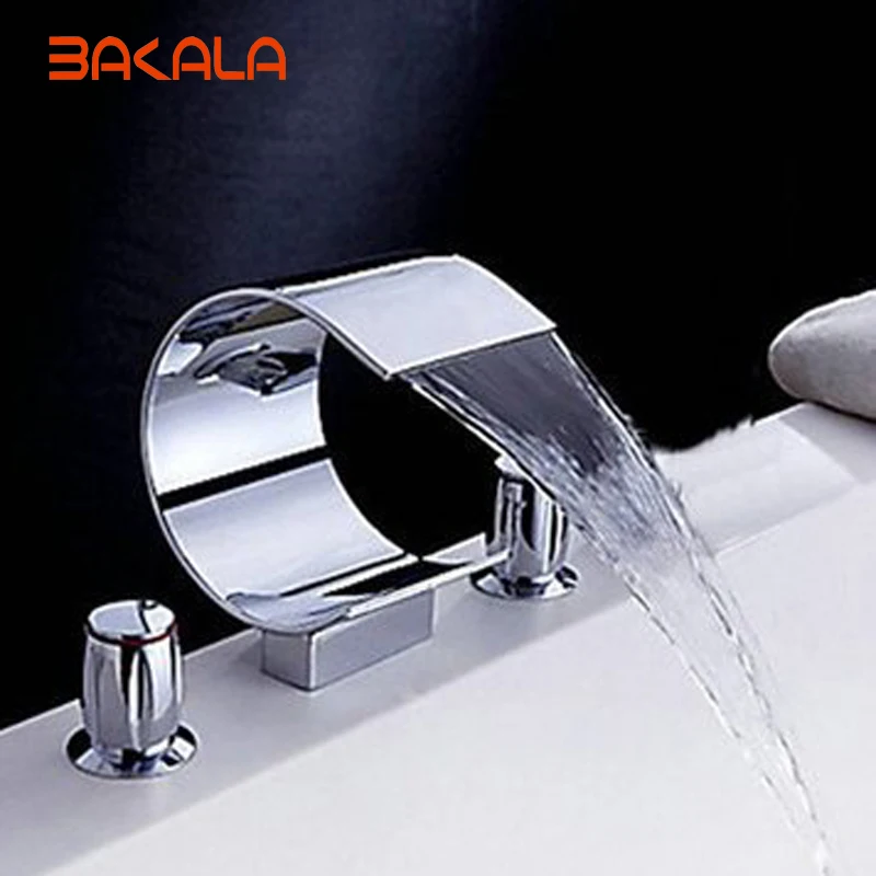 

BAKALA Luxury Brass wall mounted waterfall bathtub faucet for the bathroom waterfall faucet wall BR-7707J