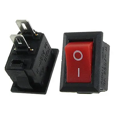 10 sztuk AC 3A 250V czerwony przycisk 2 Pin SPST On Off I/O zatrzask w kołysacz 13x8mm