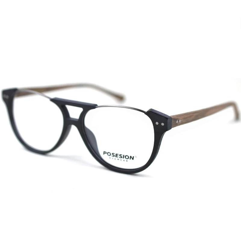 HDCRAFTER Prescription Eyeglasses Frames Men Myopia Glasses Frame Wood Grain Optical Glasses Frame for Women Spectacles frame image 4