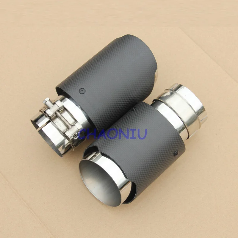 100 pcs Car-Styling 1 Pair: ID 63mm  OD 101mm Stainless Steel Carbon Fiber Car Exhaust Tip Muffler for any cars