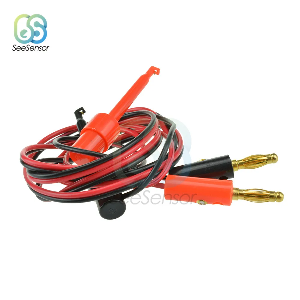 1M Kleine Test Hook Clip Banana Plug Kabel Voor Multimeter Test Lead Kabels Zwart Wit Elektrische Klem Dual tester 1 Paar
